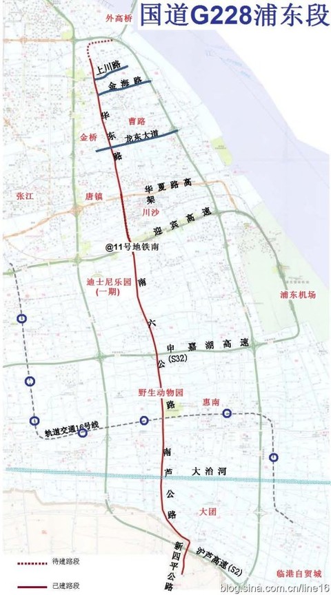 图中红色的是国道g228,将是八车道的国家一级公路,其中南六公路(s1