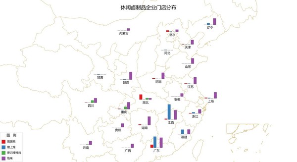 图8:周黑鸭,绝味,煌上煌等门店地域分布图 查看原图 查看原图  资料