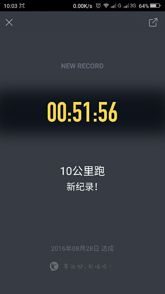 晨跑,今天10公里匀速跑一气呵成,耗时51分钟,个人新记录,后面慢走两