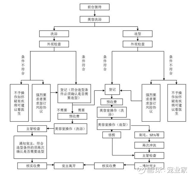 下图为瑞鹏涉及宠物美容洗护业务的操作流程与技术要点