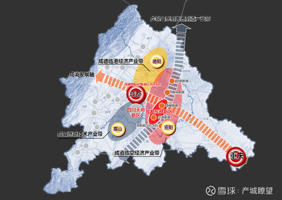 协同发展区范围包括:与简阳城区,淮州新城,德阳凯州新城,眉山东部新城