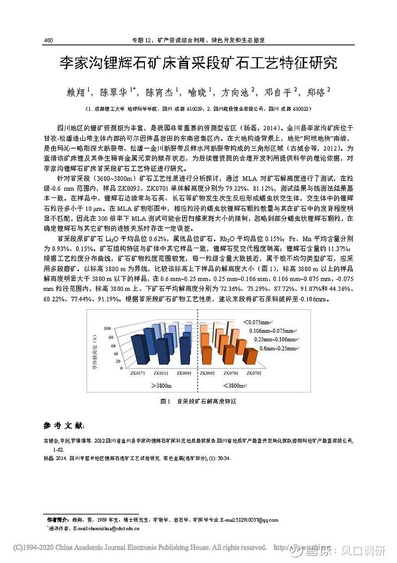 【川能动力】李家沟锂矿工艺矿物学特性