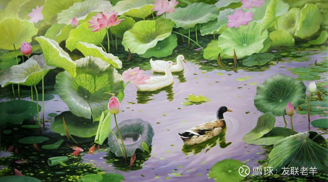 下载 登录/注册作者:友联老羊 一组荷花的油画