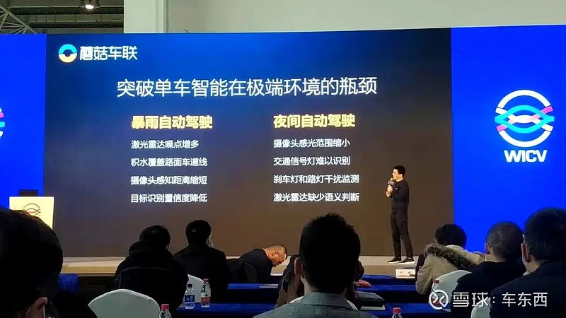 蘑菇车联创始人兼ceo朱磊在会上讲解了蘑菇车联做的车路云一体化方案.
