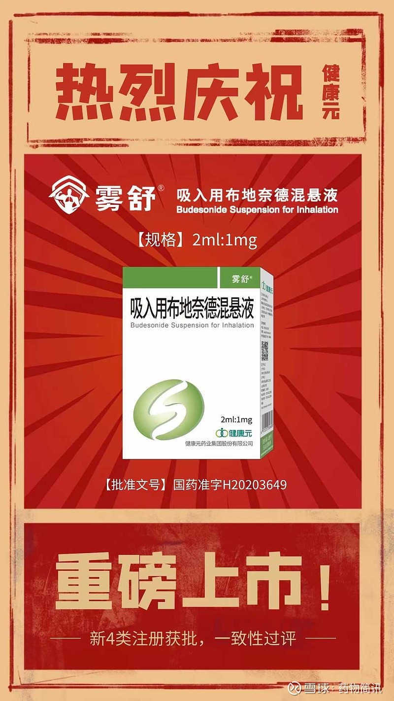 健康元拿到【雾舒03吸入用布地奈德混悬液(2ml:1mg】注册批件,集齐