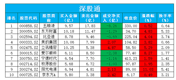 沪深港通前十大活跃成交股(20210107)