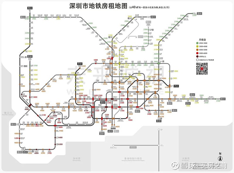 2021深圳283个地铁站房租地图