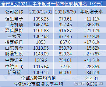 上半年度市值荣耀榜出炉