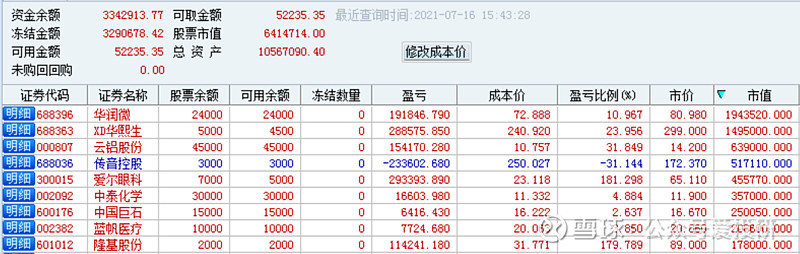 股票持仓情况