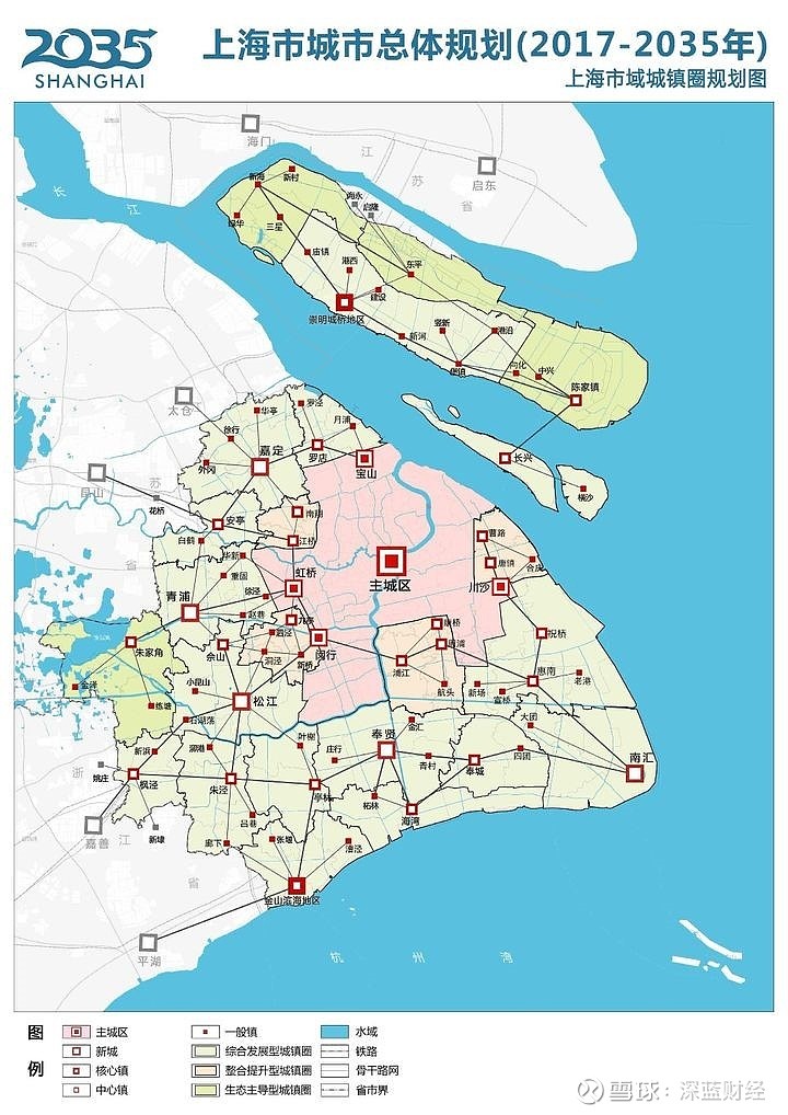2035上海城市总体规划提及的主城片区:规划虹桥,川沙,宝山,闵行等 4