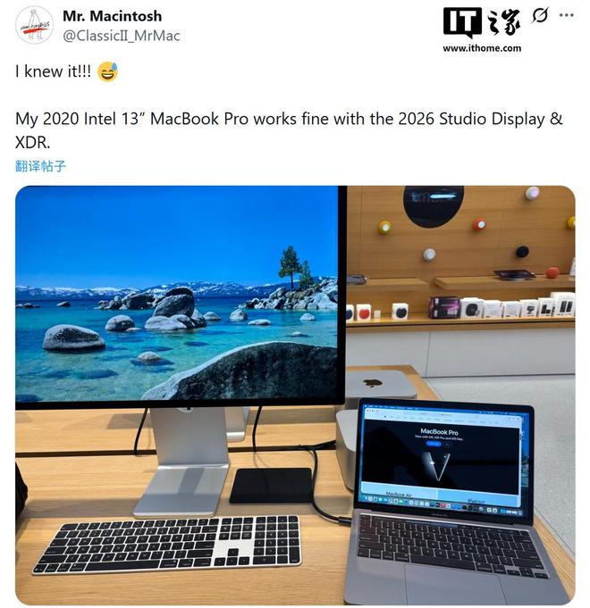 网友实测部分Intel Mac可点亮苹果Studio Display XDR 来源：市场 ...