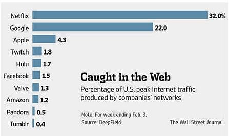美国流量排名第四的公司twitch商业模式介绍大家可能对于twitch 这个名字很陌生 然而我们先看一组数据 是对于全美互联网峰值时期流量来源的占比 其中有很多我们非常