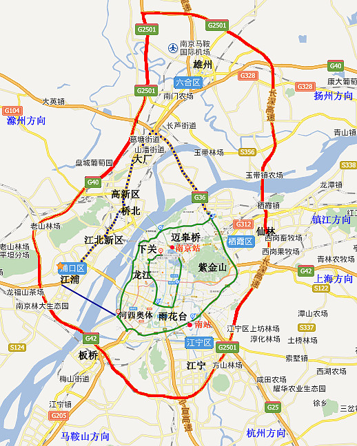 只有上海内环和北京三环的一半,其范围,西,南两面大致沿明代南京城墙