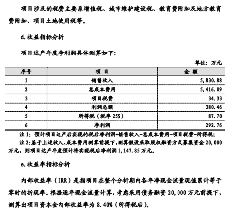 资本金内部收益率