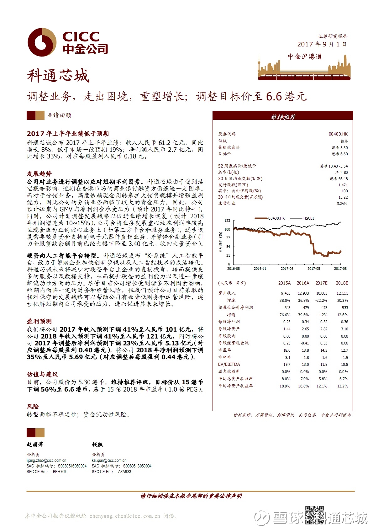 科通芯城(00400)_科通芯城股票价格_科通芯城