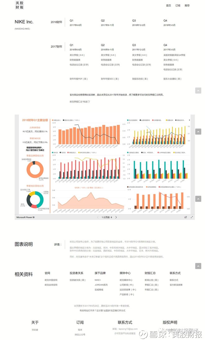 美股财报: 耐克(NKE):2018财年第一季度财报 [