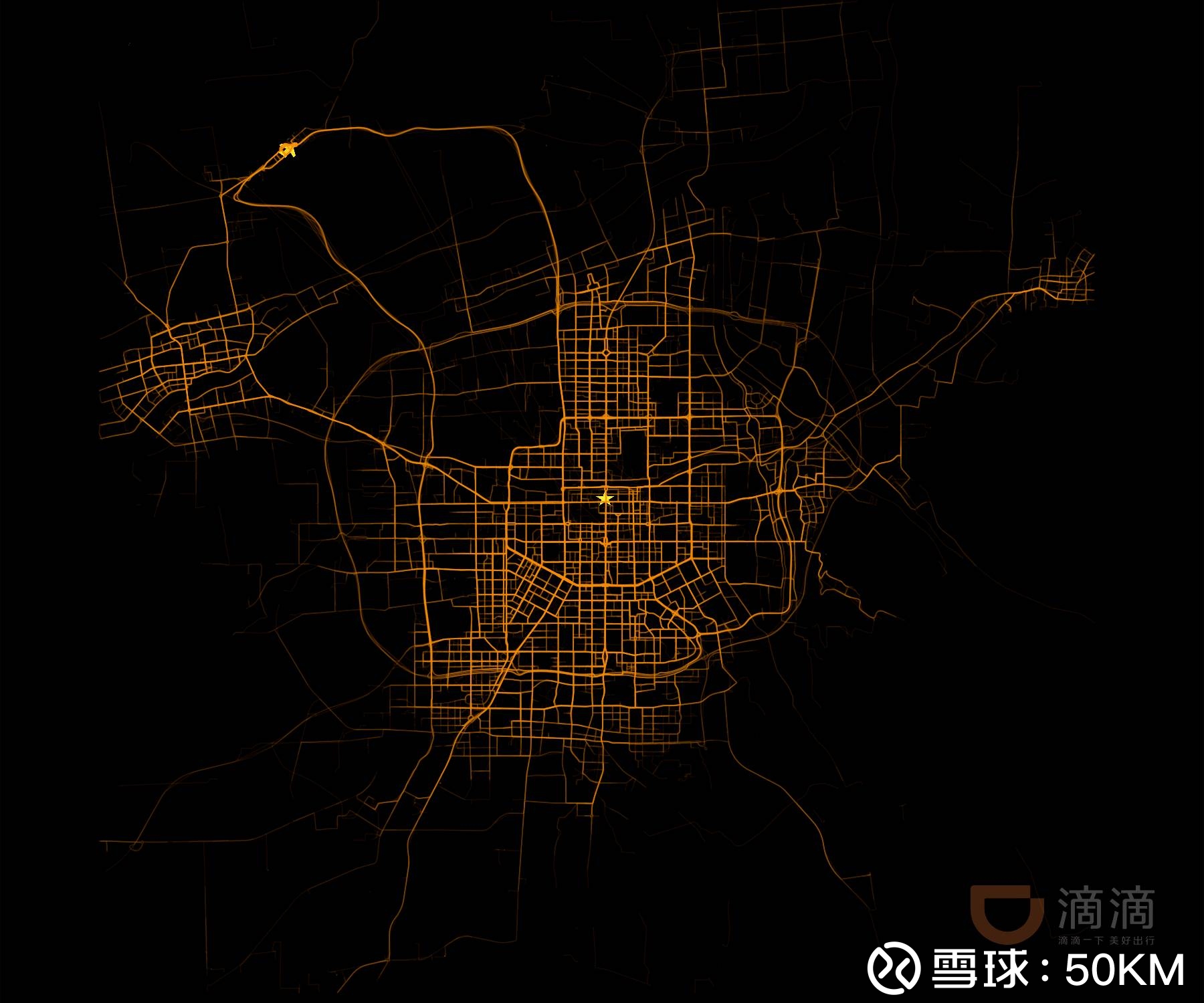 50KM: 出行大数据绘制的城市星云图是这样的
