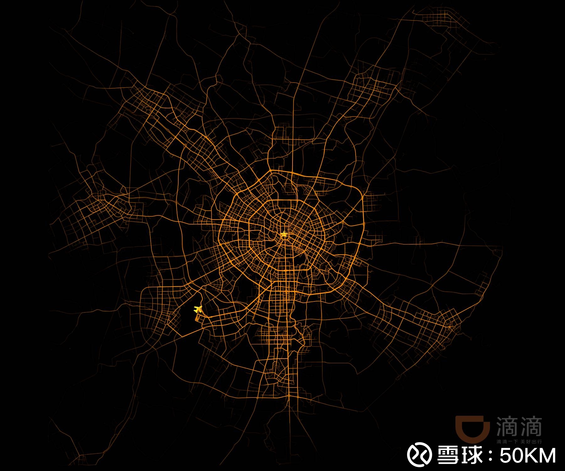 50KM: 出行大数据绘制的城市星云图是这样的