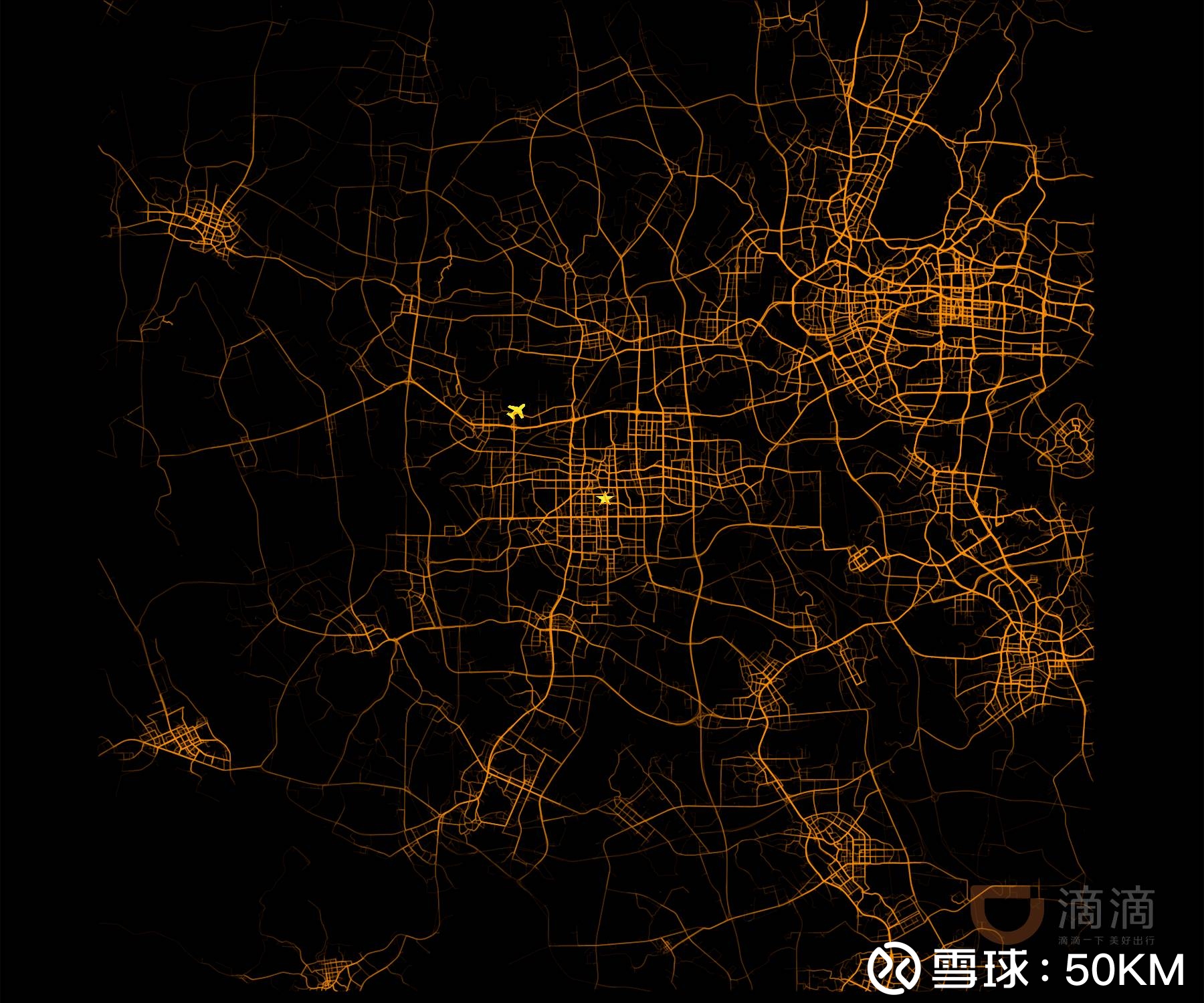 50KM: 出行大数据绘制的城市星云图是这样的