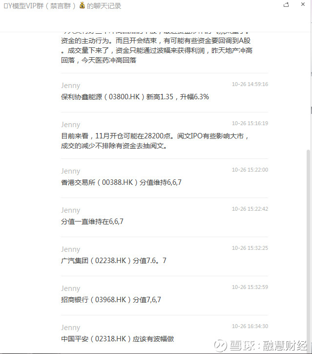 融慧财经: #港股Y模型分析#Y模型即市观察汇总