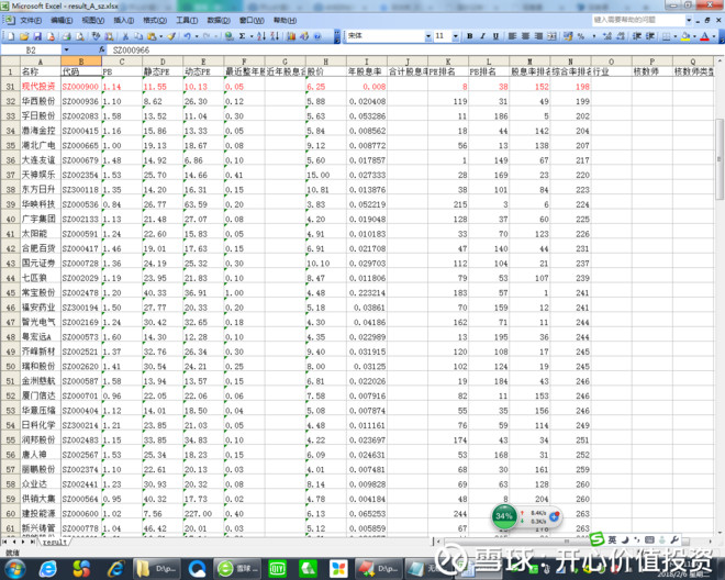 开心价值投资: 2018年2月6日深圳A股股票池 由