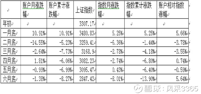 风采3365: 2018年上半年投资回顾与总结 一、