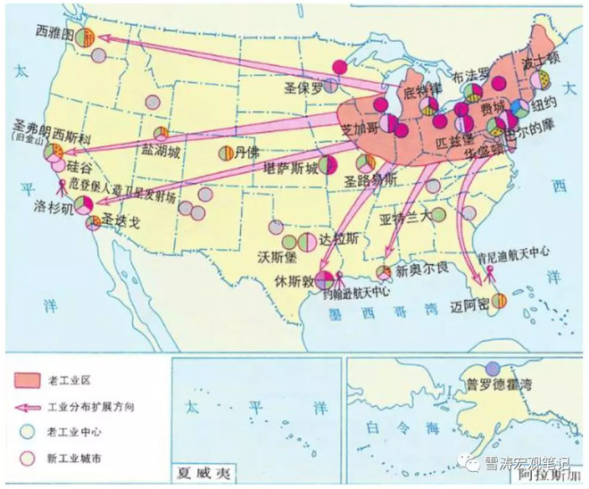 70年代后美国南部地区逐渐建成的高速公路网为南部工业区的崛起提供了