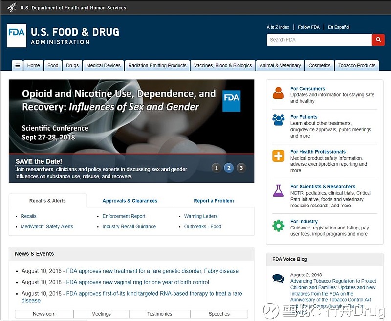 怒赞FDA！一日批准三款新产品！里程碑：全球首款RNAi疗法获批 点击上方的 行舟Drug 添加关注（图片来源：FDA官网截屏） 2018年8 ...