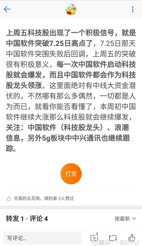 一腚红ing1: 科技股龙头诞生 $中国软件(SH600