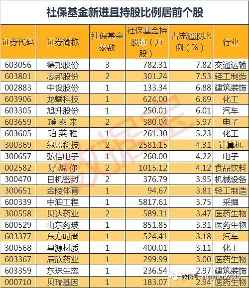 社保基金新動向大手筆新建倉這些股