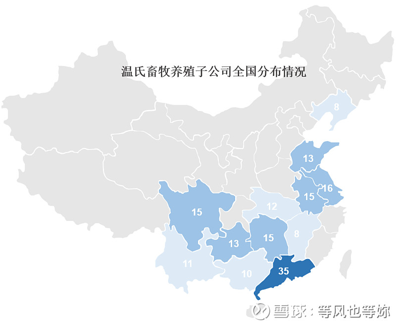 温氏股份畜牧养殖子公司全国分布图表1.