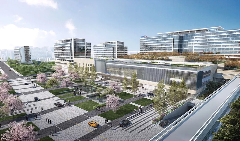 ▼门诊入口广场鸟瞰the architectural design will position the