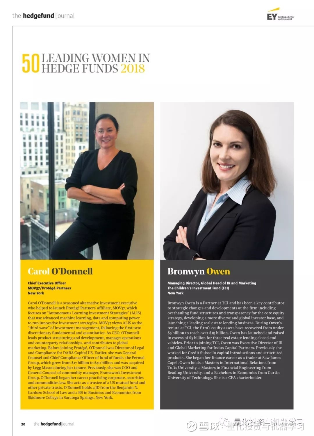 女生做量化也很猛！50位对冲基金 界的小姐姐齐亮相—End—量化投资与机器学习微信公众号，是业内垂直于Quant、MFE、CST、AI等专业的主流量化自媒体。公众号拥有来...
