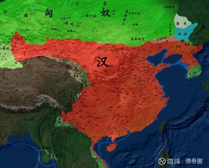 大汉经济学 来源：知乎、 2300年封建脉络的百场转折之战 作者：渤海小吏 这是武帝刚上位时的汉朝疆域版图。 这是50年后武帝过早离... - 雪球