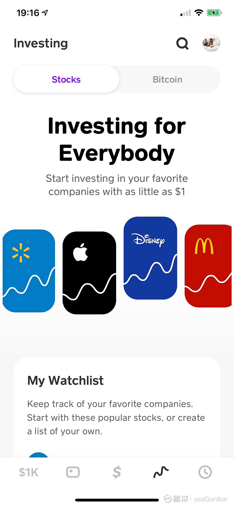 Square, Inc.(SQ)$ 终于收到Cash app的股票交易功能更新了，跟比特币交易差不多，界面干净，操作简...