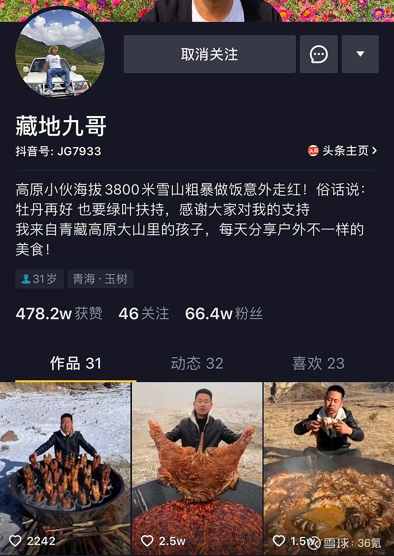 不仅仅是雪茸堂,还有一位"藏地九哥,也是靠野走红.因为他够野.