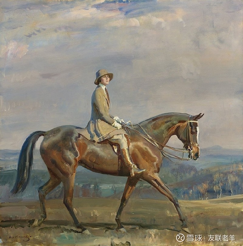 骑马的女子这是当年欧洲贵族为孩子与妻子的纪念油画现在你可以为自己