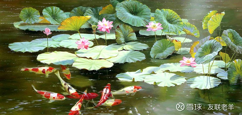 功勋艺术家雅丽的荷花两幅,尺幅160×80厘米 此时心态稳如出水芙蓉不