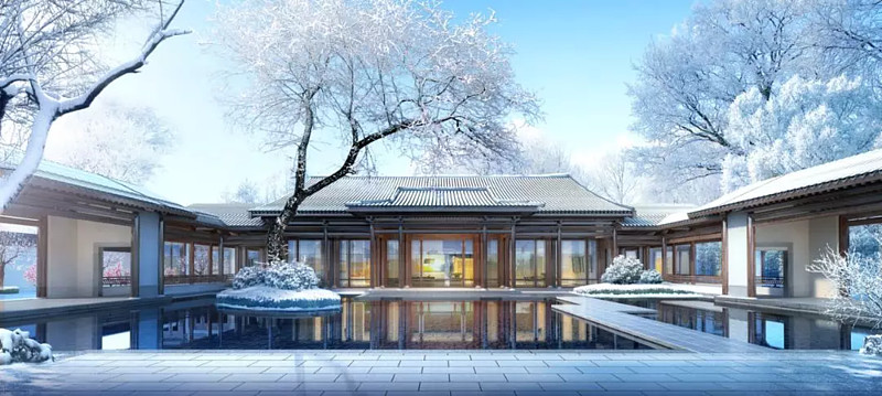 《辋川别业》局部图融创认为,园林景观不止是外部物理空间的构建