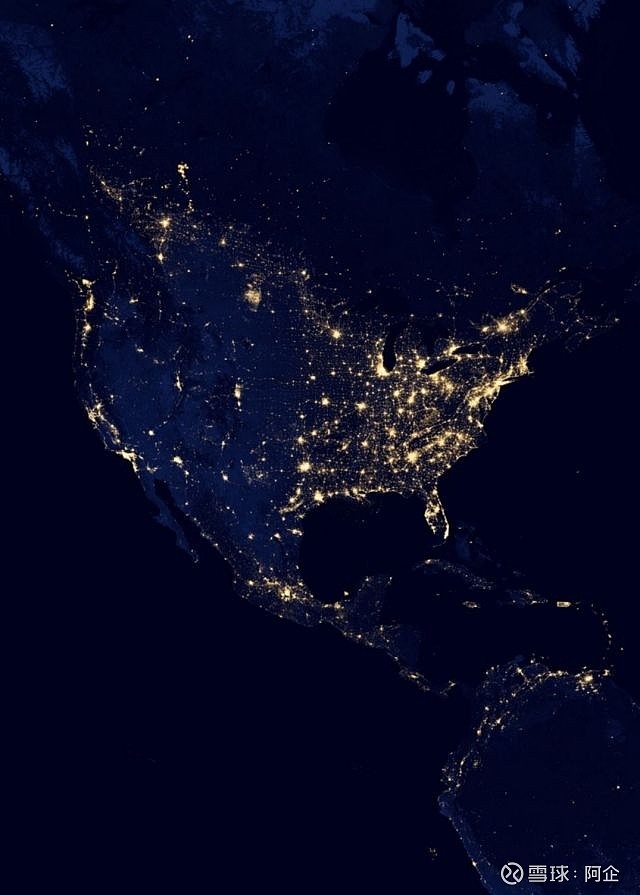 美国夜光图也证明了这一点:美国的经济也是跟人口分布密切相关,89%的