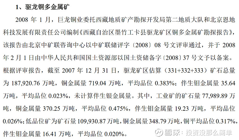 中金国际甲玛矿vs紫金矿业驱龙矿 研究显示,全球已开采铜矿平均品位0.