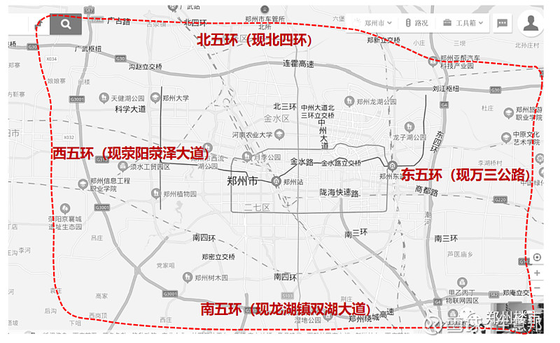 郑州四环范围地图图片