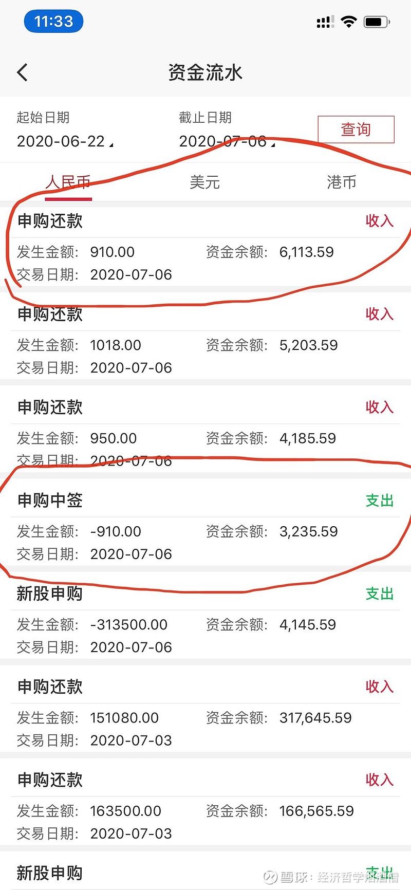 1）$球冠电缆(oc889888)$请教一下，有谁知道为什么又是申购中签又是申购还款