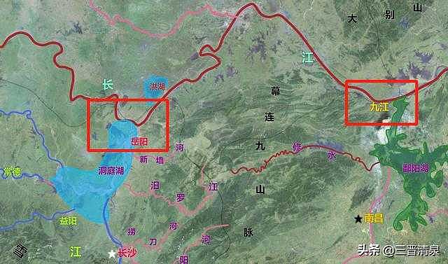 東吳九江到岳陽的推進在兩湖平原上,連接湘江,洞庭湖,長江的岳陽市是