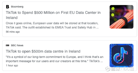 Tiktok投资35亿建立首个欧洲数据中心 为什么选在爱尔兰 近期 中国社交媒体巨头tiktok公司宣布计划在未来两年内建立一个欧洲数据中心 将在爱尔兰创造数百个新工作岗位 Tik