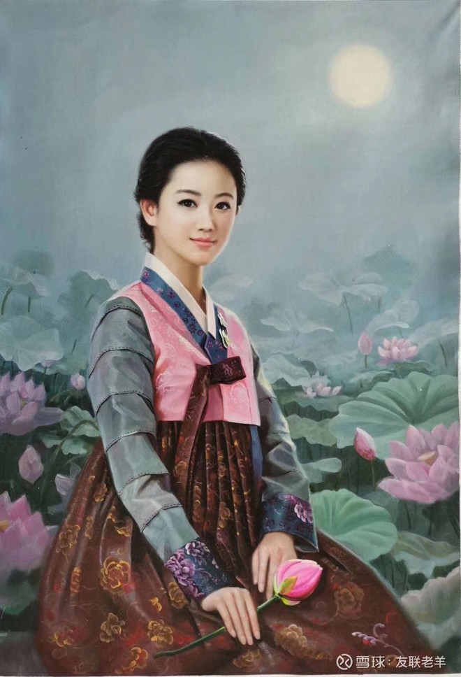 国色当有丽民族最为贵一组多民族女孩形象的人物油画朝鲜油画朝鲜国画