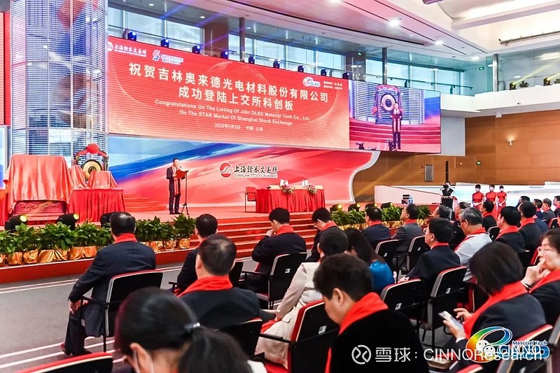 国内第一大oled发光材料生产和销售企业奥来德今日在科创板上市