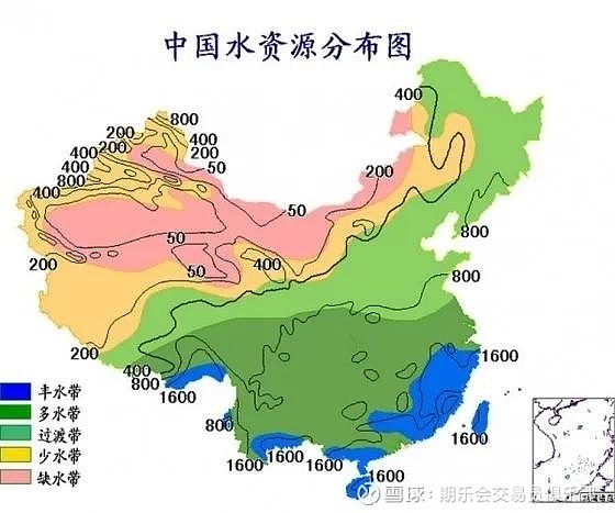 图2:中国水资源分布图图片来源:国家地理局中国的南方地区多降雨,水