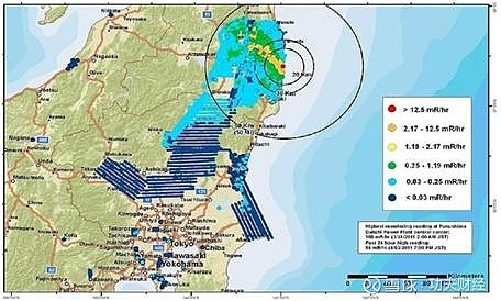 福島第一核電站洩露造成的輻射汙染範圍這次日本政府