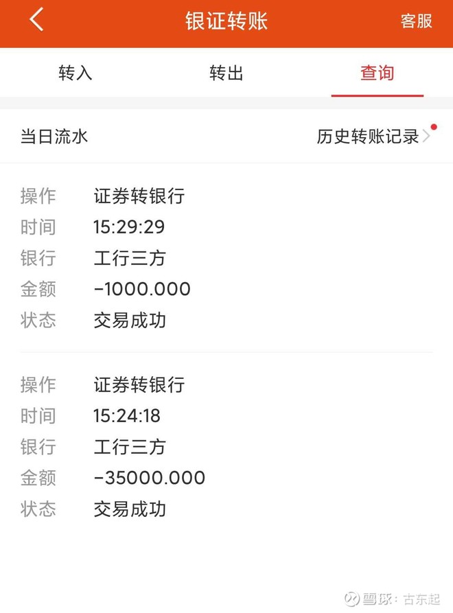 银证转出 现在还可以银证转账, 这次转进去3万,今天转出来3.